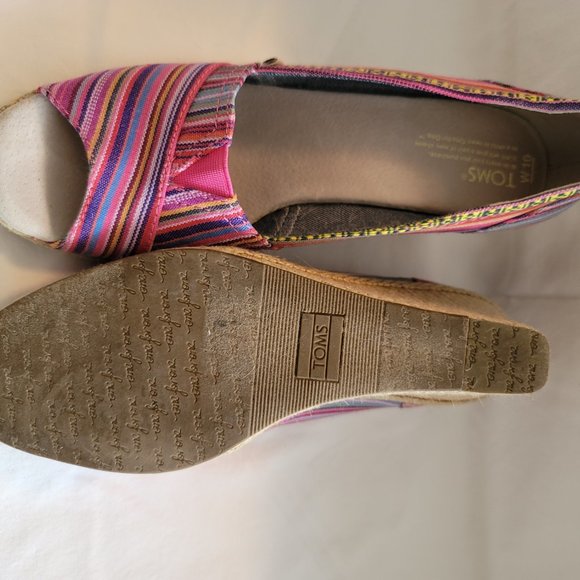 Toms Espadrilles - Pink Multi-Color Wedge Sandal - Picture 5 of 6